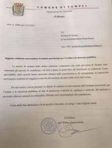 Furti Campli, il sindaco Quaresimale chiede sicurezza e scrive al Prefetto