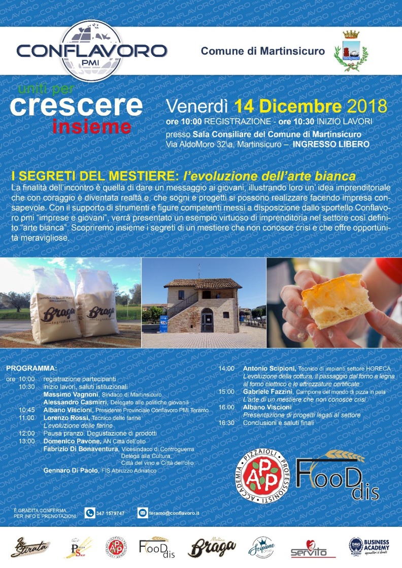 A Martinsicuro “I Segreti del Mestiere: l’evoluzione dell’arte bianca”: incontro di Conflavoro