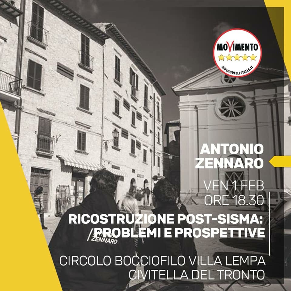 Regionali, Zennaro (M5S) a Civitella per parlare della ricostruzione post sisma