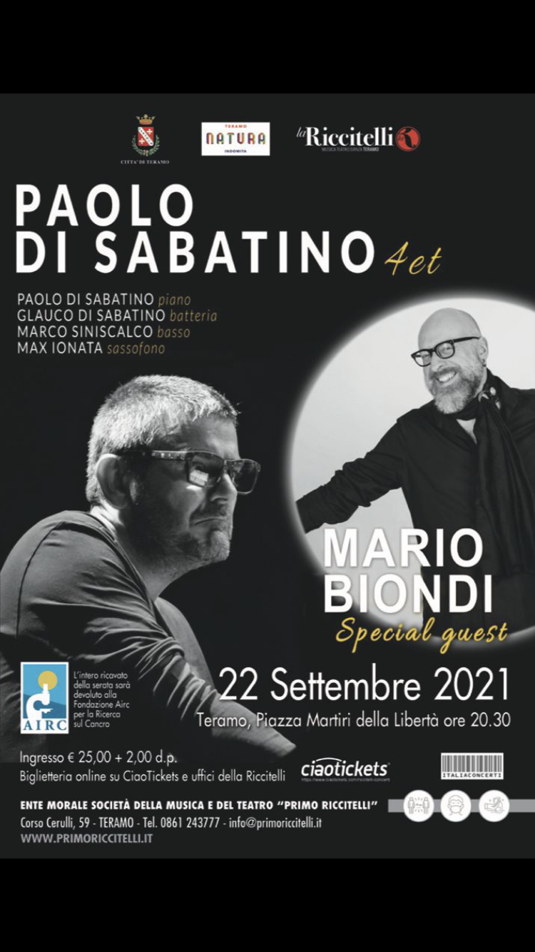 A Teramo Mario Biondi e Paolo Di Sabatino in concerto per Airc