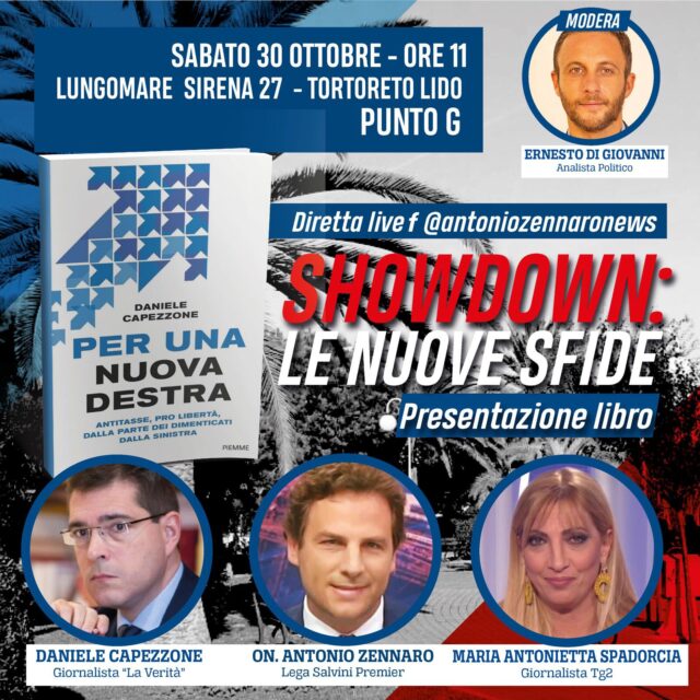 Tortoreto, “Per una nuova destra”: Capezzone, Spadorcia e Zennaro il 30 ottobre