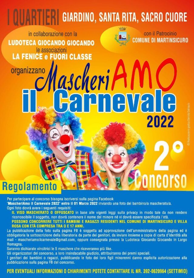 A Martinsicuro la 2° edizione del concorso “MascheriAmo il Carnevale”