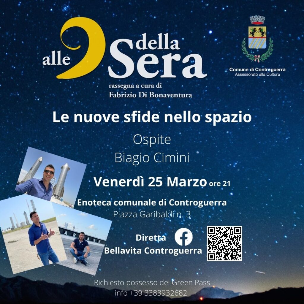 Controguerra, Alle 9 della Sera: “Le nuove sfide nello Spazio” e convegno sullo zafferano