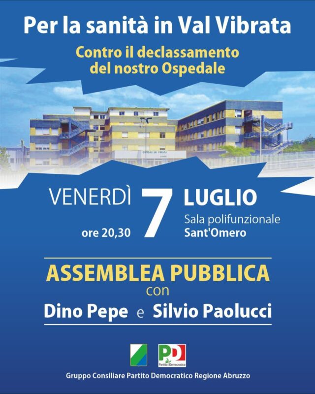 Assemblea pubblica sanità in Val Vibrata. Pepe:giunta penalizza il presidio