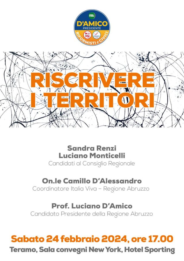 Regionali, a Teramo si discute di come "Riscrivere i Territori"