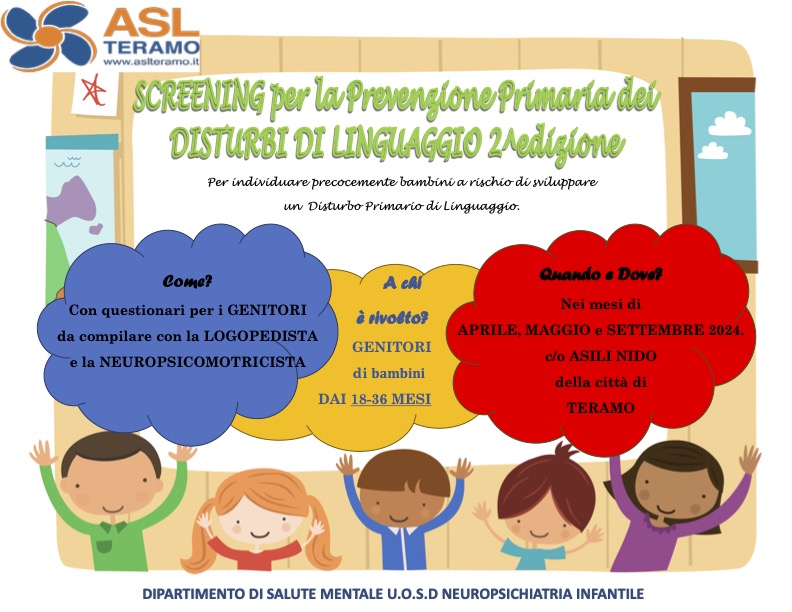 Disturbi del linguaggio, screening logopedici negli asili di Teramo